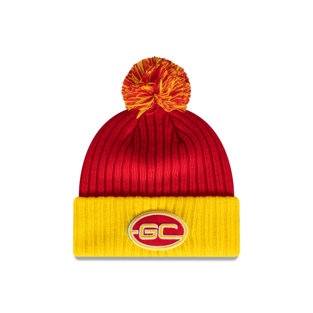 AFL Gold Coast Suns Official Team Colours With Pom (TXQ8440) - Red New Era Beanies